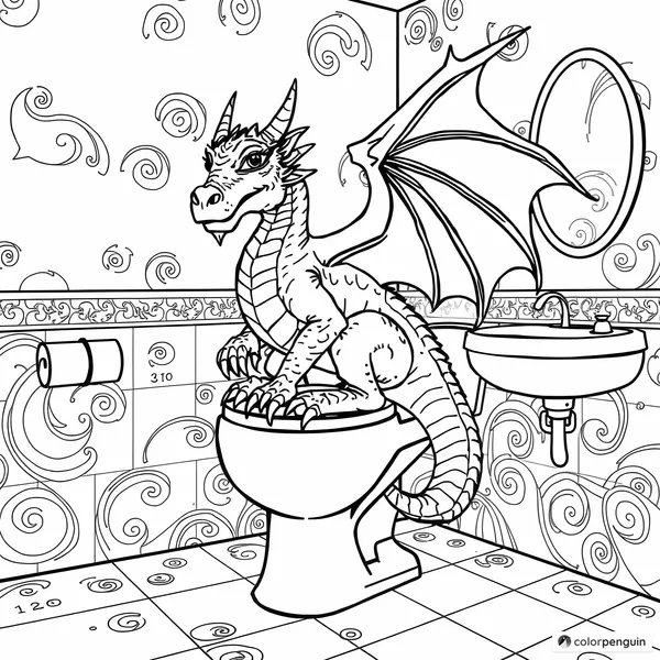 Realistic Dragon on the Toilet