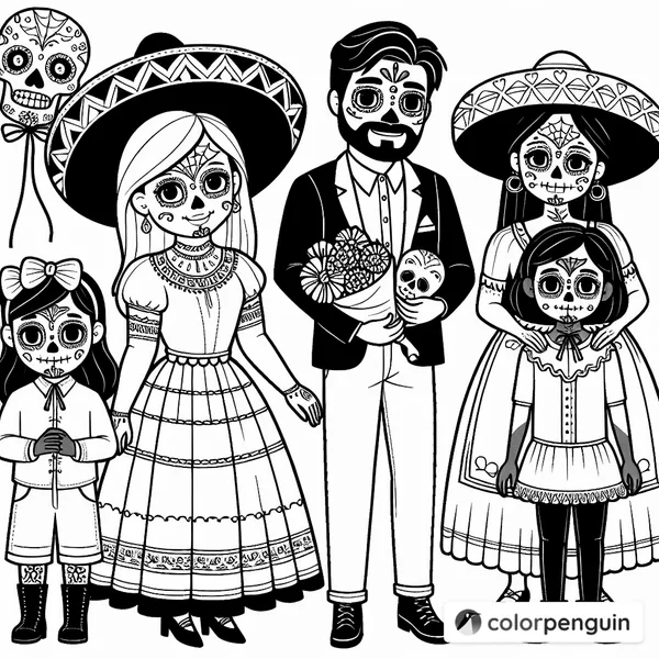 A Family Celebrating Day of the Dead