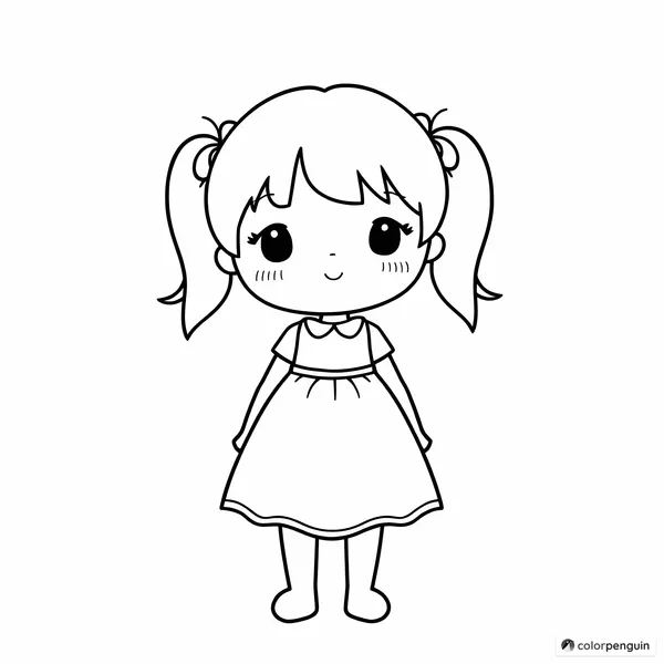 Girl with Pigtails and Dress