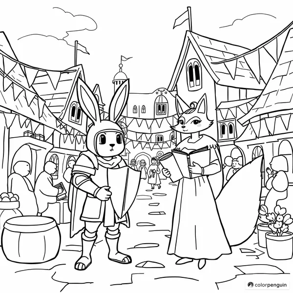 Medieval Town Festival with Bunny-Knight and Fox-Lady-Teacher