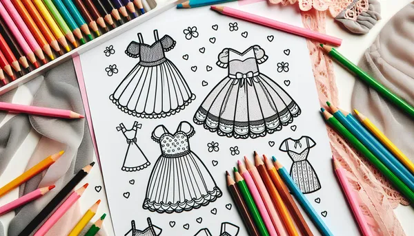 Dress coloring pages feature image