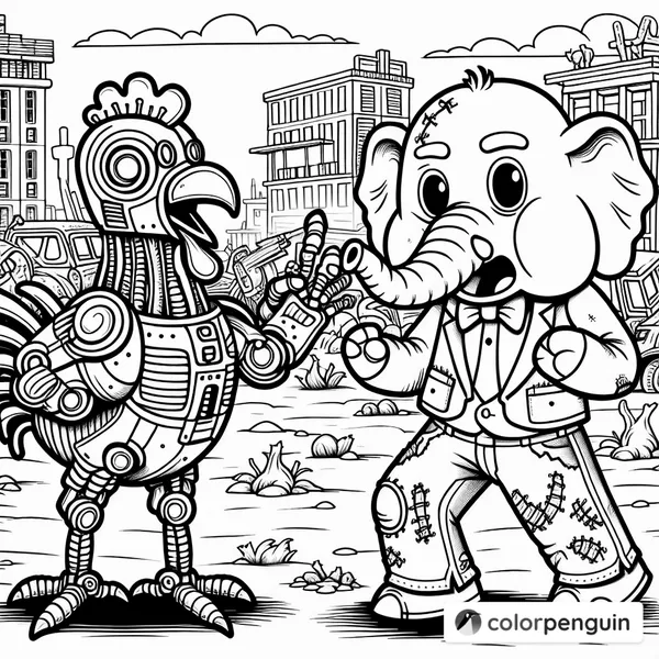 Robot Chicken vs Elephant Zombie