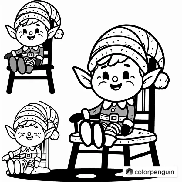 Cheerful Christmas Elf on a Chair