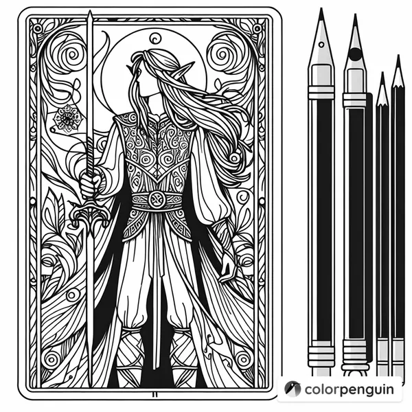 Elf with a Mighty Sword Tarot Card