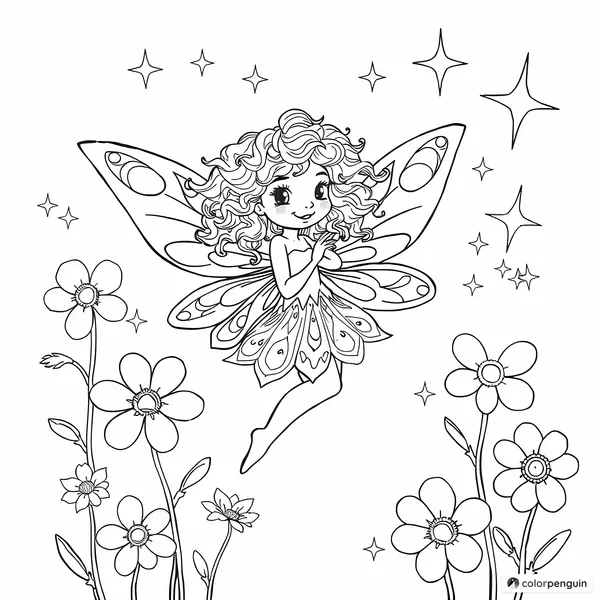 Curly Haired Fairy with Wings