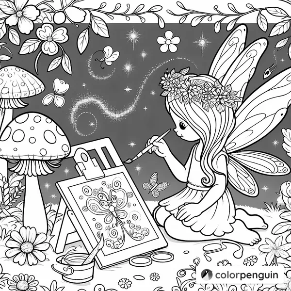 Fairy Painting in a Magical Glade