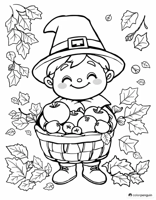 Chibi Pilgrim with Harvest Basket