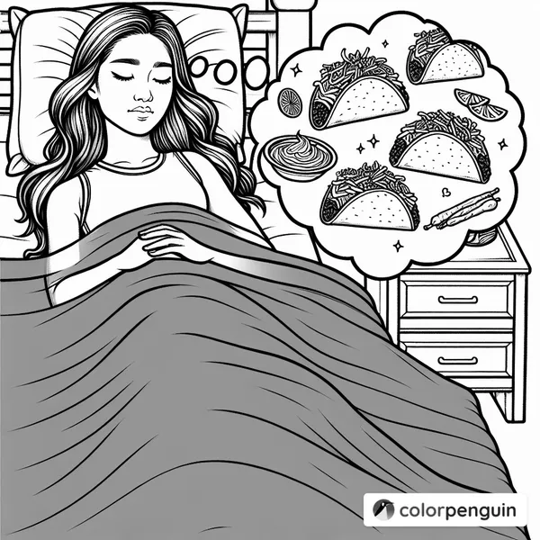 Football Player Dreaming of Tacos in Bed