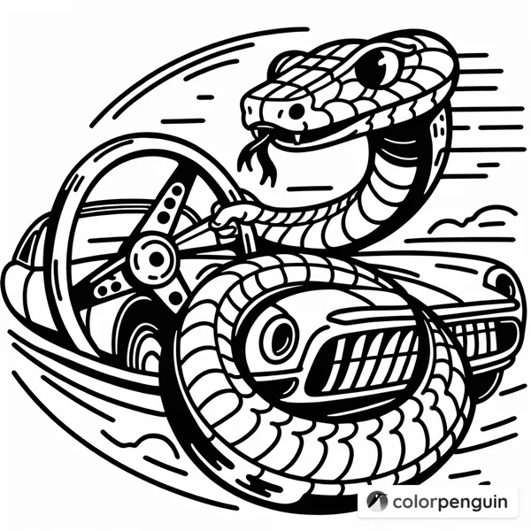 Snake Driving a Ford Mustang