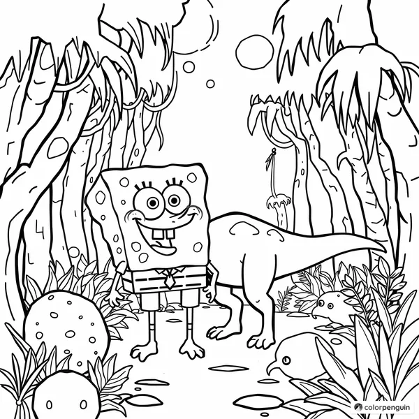 SpongeBob in a Jurassic Forest