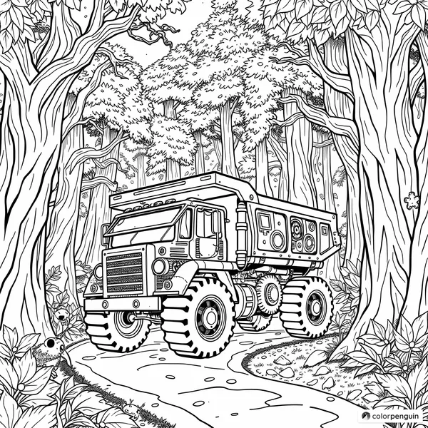 Steampunk Dump Truck on a Forest Road