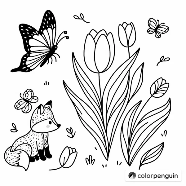 Butterfly Fox with a Tulip