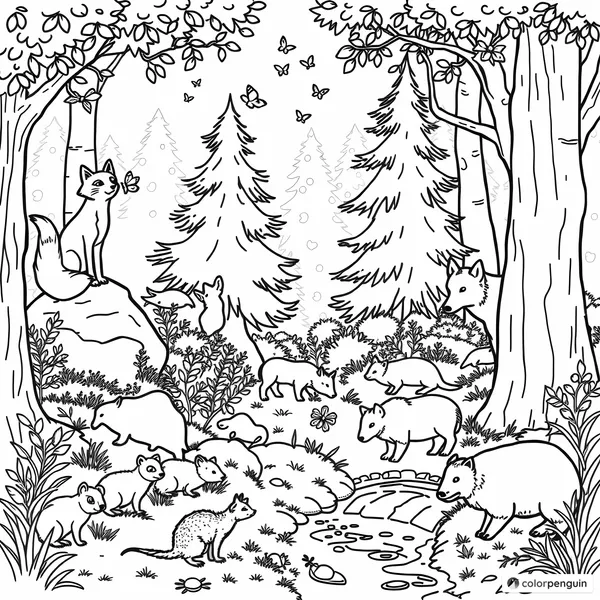 Forest Friends Coloring Page