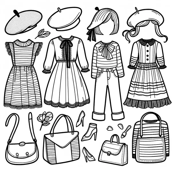 French Fashion Coloring Page