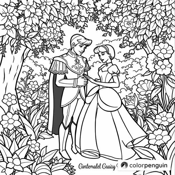 Cinderella and the Prince in the Garden