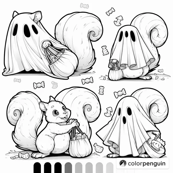 Squirrels in Spooky Ghost Costumes