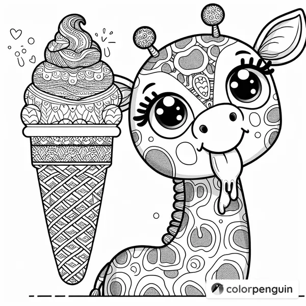 Giraffe Licking Ice Cream