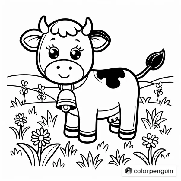 Cheerful Cow with a Bell