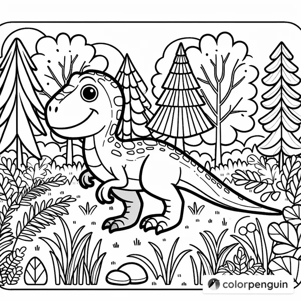 Happy Velociraptor in the Forest