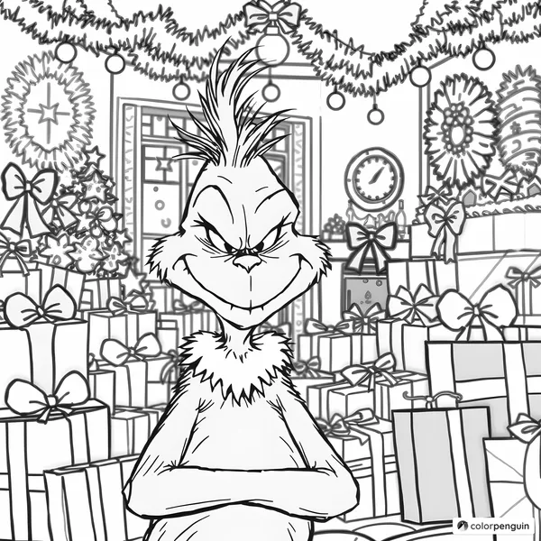 Grinch in a Festive Christmas Room