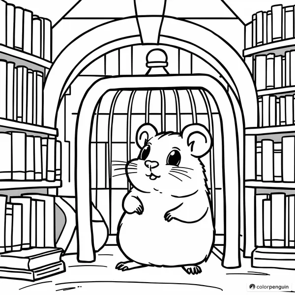 Hammy the Hamster in a Cozy Library