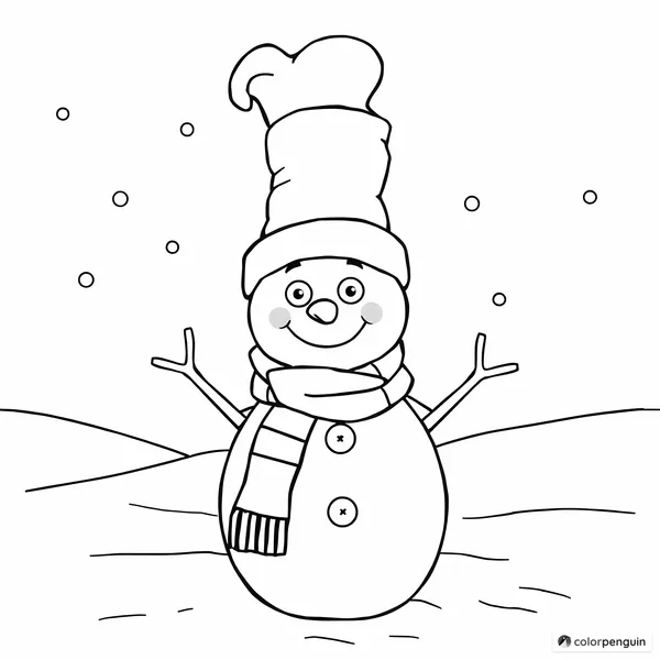 Cheerful Snowman in the Snow