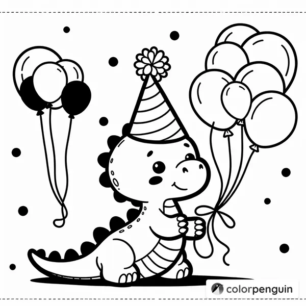 Party Dino with Balloons