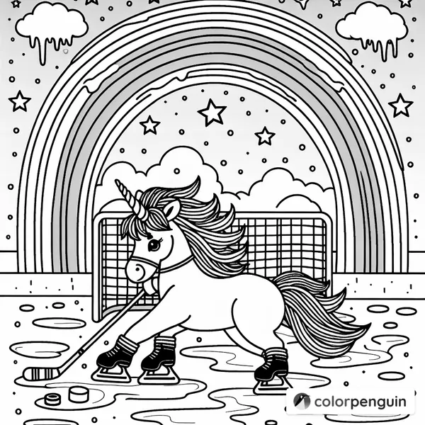 Ice Hockey Unicorn Rainbow