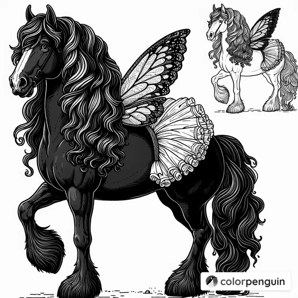 Friesian Horse in Tutu and Fairy Wings