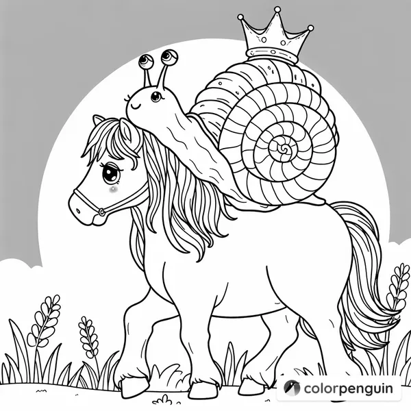 Horse with a Snail Shell and Crown