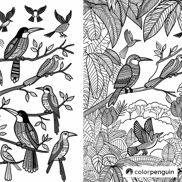 Birds of the Amazon Jungle Coloring Book