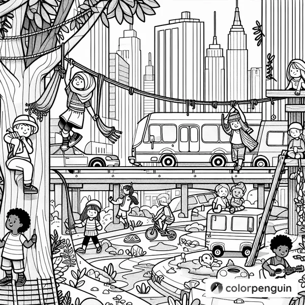 Kids Playing in the City Jungle