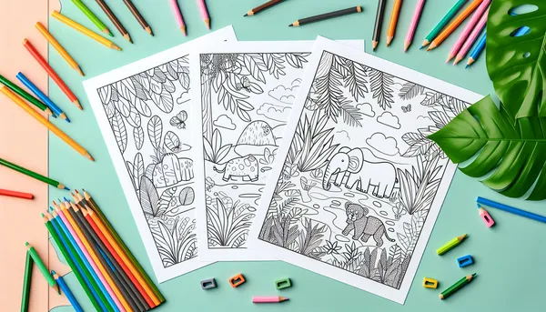 Jungle coloring pages feature image