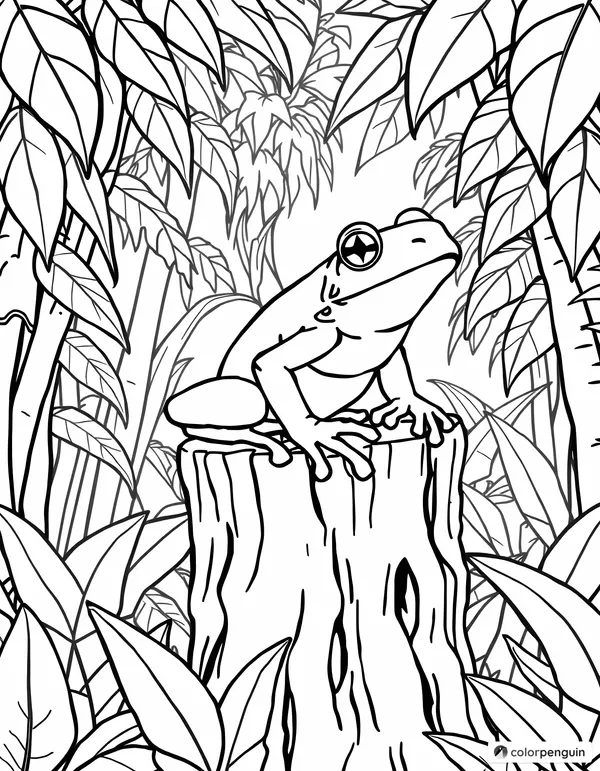 Treefrog on a Treestump in the Jungle