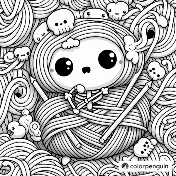 Creepy Kawaii Skeleton with Yarn Friends