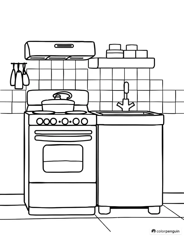 Simple Kitchen Stove With Sink