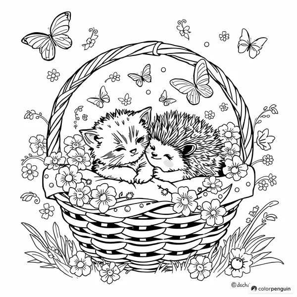 Cozy Companions in a Wicker Basket