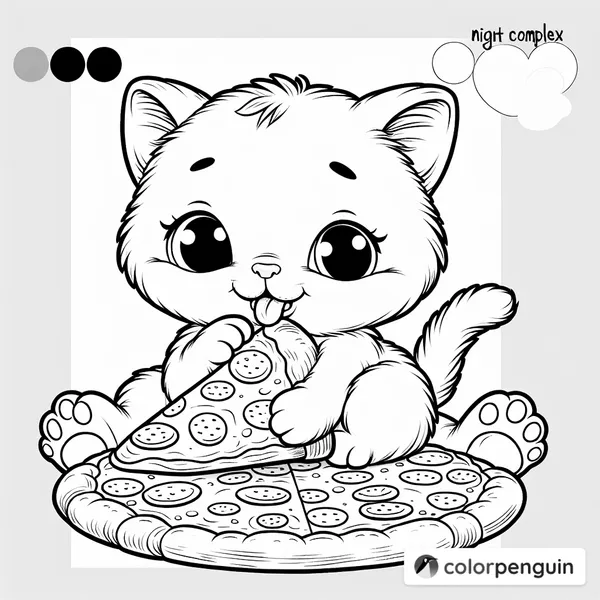 Kitten Enjoying Pizza