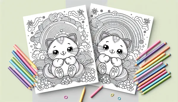 Kitten coloring pages feature image