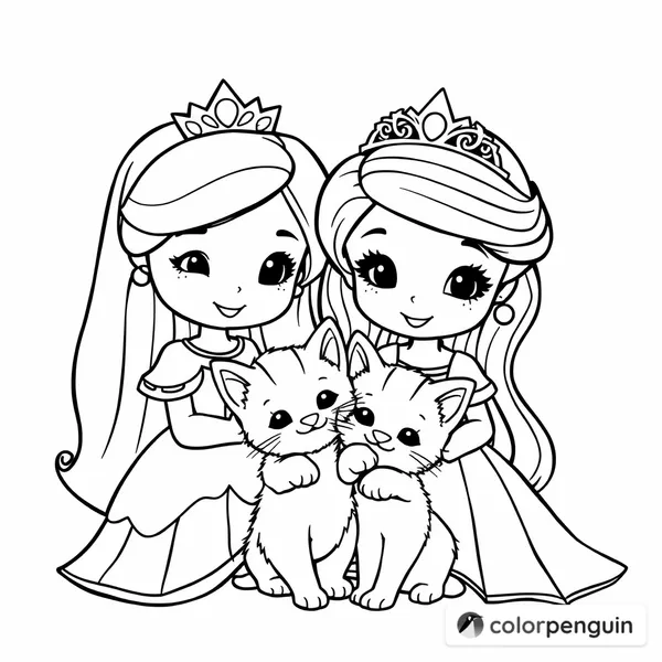 Princesses and Their Playful Kittens