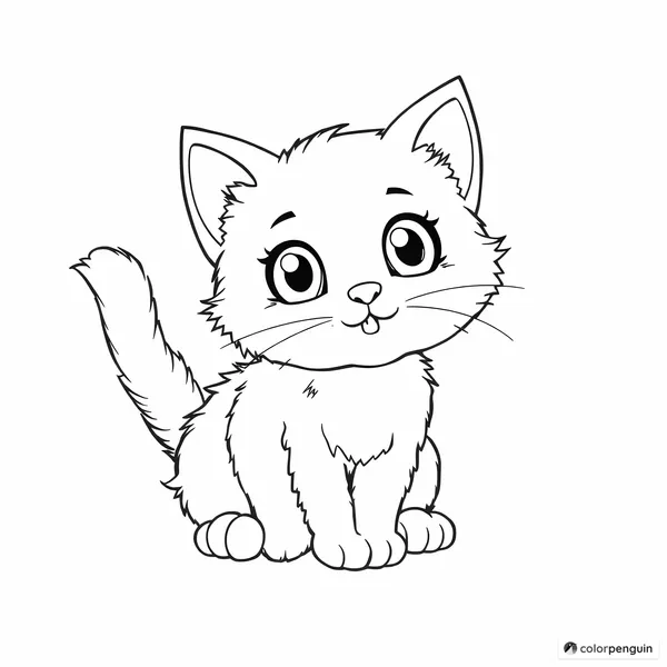 Simple Kitten Coloring Page