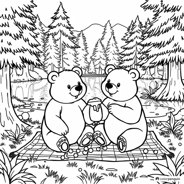 Bears Picnic by the Lake