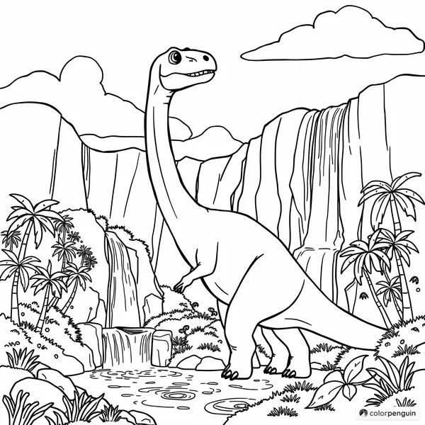 Brachiosaurus by the Waterfall