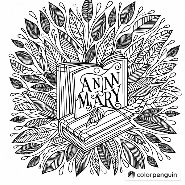 Ann-Mary with Books and Leaves