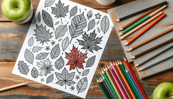 Leaves coloring pages feature image