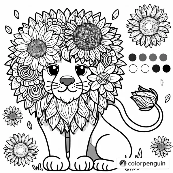 Lion with Sunflower Mane