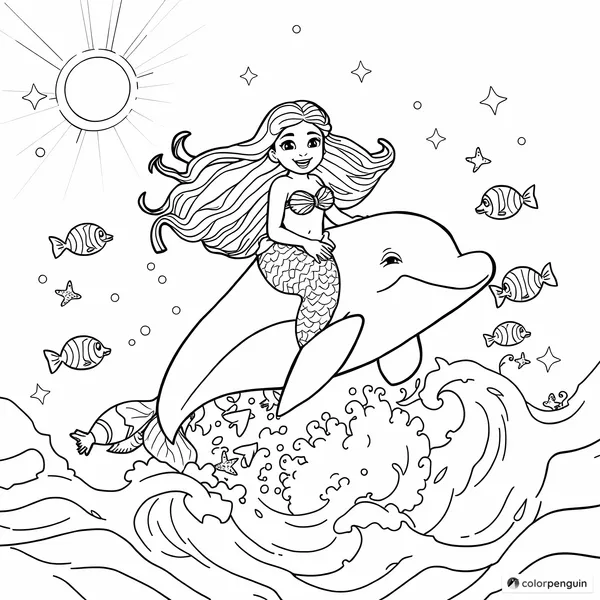 A Mermaid Riding a Dolphin