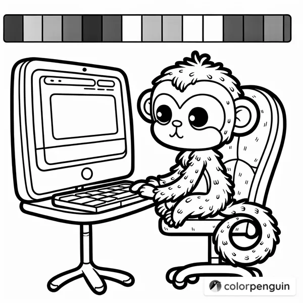 Little Hairy Monkey on the Computer