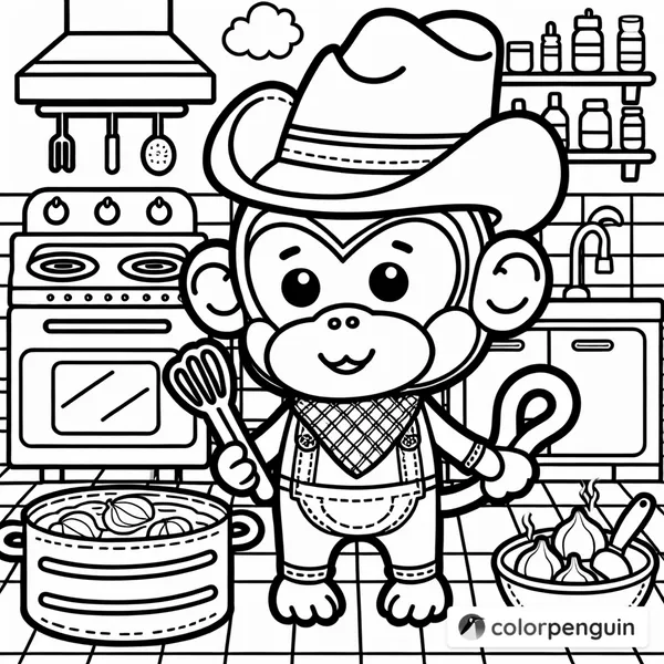 Monkey Chef in a Cowboy Hat