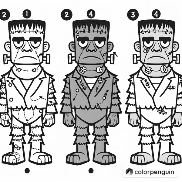 Step by Step Frankenstein Monster Drawing Activity